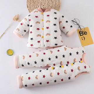 Xuanchun baby cotton jacket and cotton pants set purely handmade cotton baby cotton clothes for men and women medium thick overalls children's cotton clothes five star bears one size fits all sizes 26 corresponds to size 66 recommended for 0-3 months