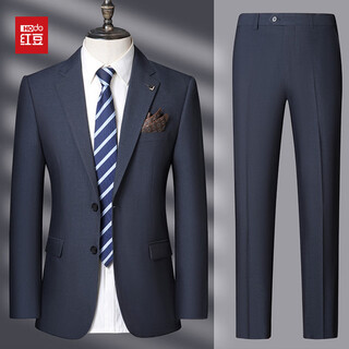 Red bean wool suit men's 2025 new autumn and winter suit men's wedding groom's banquet two-button suit blue m 170
