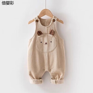 Spring and autumn outerwear baby pants 6-12 months spring and autumn baby pants baby bibs corduroy spring and autumn outfits 0 to 2 years old boy cartoon snap jumpsuit female baby pants khaki overalls 90
