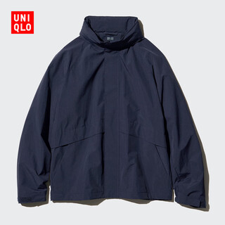 Uniqlo men's and women's windproof stand collar jacket jacket outdoor casual hooded jacket 475038 475038/69 navy blue s