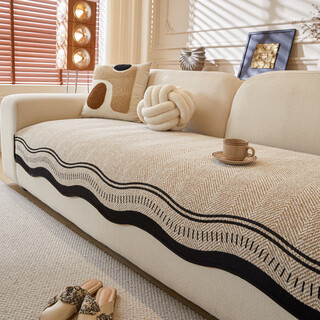 Baixini light luxury leather sofa cushion for all seasons 2025 new fixed non-slip straight seat cushion sofa cover special-shaped evening color - coffee color chenille style - four seasons 70cm*70cm can be used as armrests and backrests