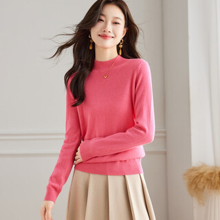 Srcr cashmere sweater women's 100% cashmere soft waxy sweater paired with spring and autumn half turtle collar knitted bottoming sweater