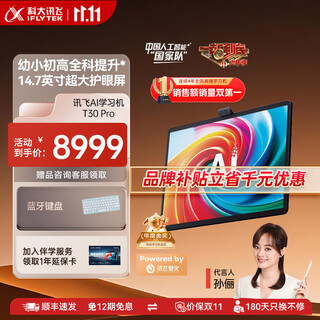 科大讯飞人工智能学习机T30系列  小学初中高中通用大屏护眼平板 AI精准学 【讯飞星火&DeepSeek双引擎】 学习机T30 Pro 12+512GB