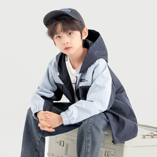 Duojia boys' jackets 2025 spring and autumn outdoor contrast color jackets soft shell children's loose and crisp hooded windproof tops