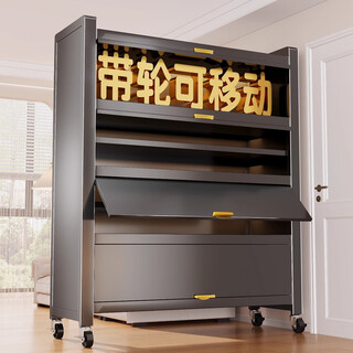 Si zhen steel movable shoe cabinet home door storage cabinet integrated wall entry door entrance cabinet 2025 new shoe rack dark night gray 3 doors 7 layers length 100*width 36*height 112cm extra thick carbon steel door