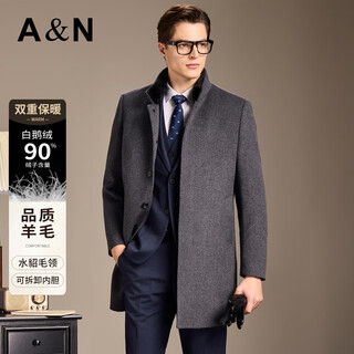 Antonio quality wool & 90 goose down light luxury mink fur collar woolen coat for men double warm wool coat for men