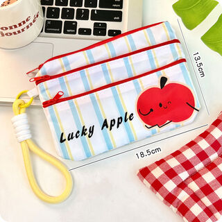 Pick-up cat multi-pocket large-capacity card holder document bag travel passport id card storage bag simple and cute ins red apple