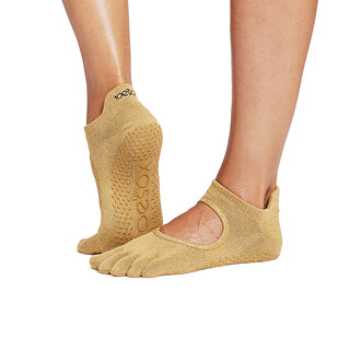 Toesox new yoga socks non-slip wear-resistant five-finger socks indoor pilates socks 2025 bellarina commemorative model golden brown full toe s size (34-38)