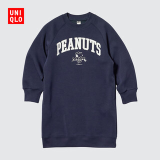 Uniqlo children's clothing girls ut peanuts quick-drying sports dress long-sleeved sweatshirt skirt 484440 69 navy blue 160