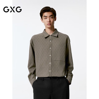 Gxg men's brown gray basic loose lapel long sleeve shirt for men brown gray 180/xl