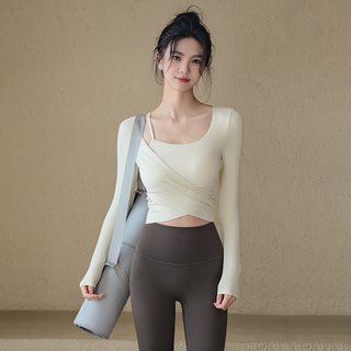 Ackdcs long-sleeved yoga clothes with chest pads for women 2025 autumn and winter high-looking running sports tops pilates fitness t-shirts