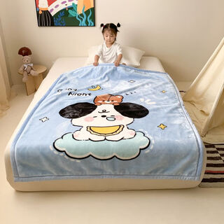 Children's blanket thickened autumn and winter double layer baby blanket small quilt kindergarten nap coral velvet blanket good night puppy 120cm*150cm double layer thickened 2.8jin jin equals 0.5kg