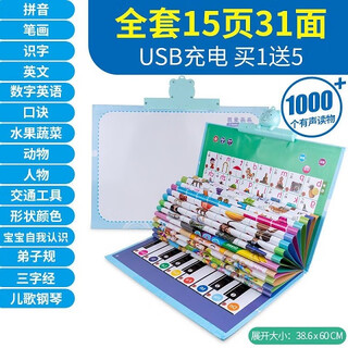 智慧鱼（ZHIHUIYU）加大款幼儿童早教启蒙认知点读发声书宝宝中英文画本学习机 加大本31面有声画本--充电版