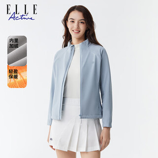 Elle active stand collar zipper soft shell jacket women's 2025 new windproof warm thickened jacket icelandic blue l