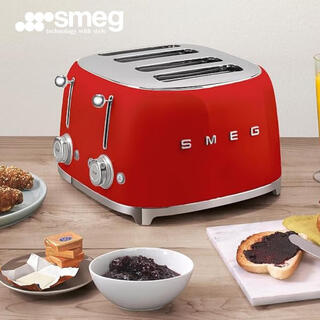 Smeg italian retro toaster toaster sandwich breakfast machine toaster multi-functional household 6-speed baking tsf03 red (four-piece)