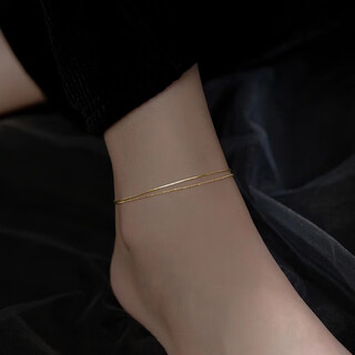 Qiaoyu gold store double layer snake bone anklet for women 2025 trendy 18k gold plated sexy ankle chain ins feeling double layer snake bone anklet 20+5cm