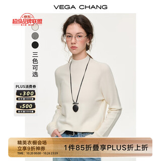 Vega chang soft collar multi-color half turtleneck sweater for women 2025 new winter simple versatile bottoming shirt almond white one size