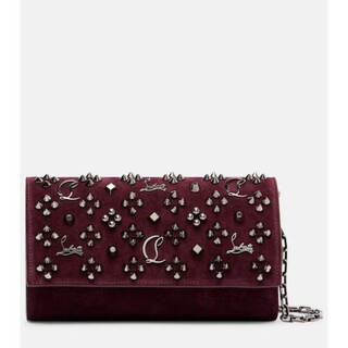 Lu bo ting light luxury women's paloma rivet suede chain wallet burgundy one size