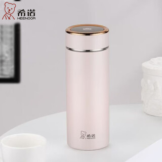 希诺（HEENOOR）316L不锈钢保温杯男士大容量带滤网泡茶杯子女士便携水杯礼品定制 XN-3227 (430ML 玫瑰粉）