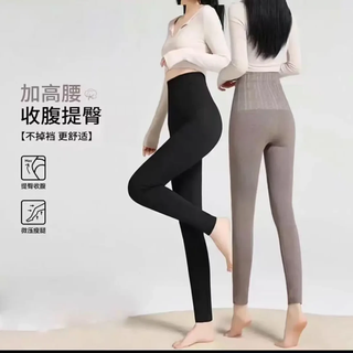 Buy one get one free high-waisted warm, tummy-tightening, butt-lifting, high-elastic, soft, warm leggings, seamless body shaping txw, black + gray, one size fits all, one size fits all, 80-160jin jin equals 0.5kg