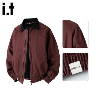 Chocoolateit pure cotton lapel jacket men's autumn new trendy loose japanese casual jacket angora red l