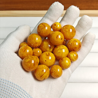 Mochen moeycior natural amber beeswax old beeswax demon flower return round beads loose beads diy literary accessories 20mm