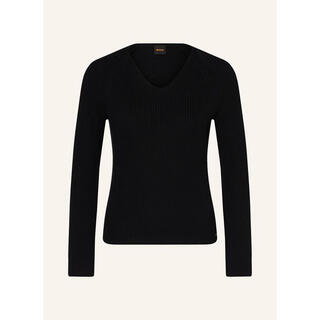 Boss women's sweater warm and breathable rib daily commuting knitted simple black one size | xs