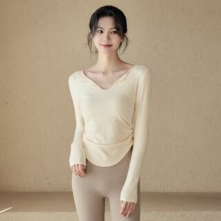 Ackdcs yoga wear long sleeve women's slim high stretch outer sports top dance pilates t-shirt running fitness top