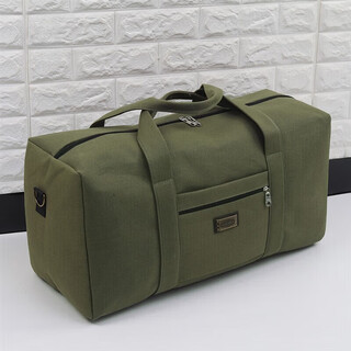 Kaooseen canvas duffel bag, old canvas handbag, large capacity, wear-resistant duffel bag, shoulder diagonal travel bag for business trips, military green, small size, width 42, height 23, thickness 20 cm