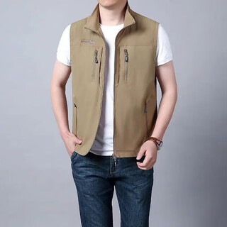 Outdoor quick-drying vest for men in spring, summer and autumn, multi-pocket thin workwear vest vest jj khaki (plus velvet) 5xl 160-180jin jin is equal to 0.5 kg