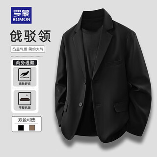Romon british style suit jacket autumn and winter loose fashionable retro suit versatile jacket men's top black xl