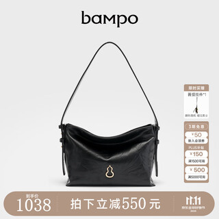 Banpo decoration family (bampo) new bag small first-layer cowhide hand-scratch pattern small bag fashionable high-end women's bag shoulder crossbody bag gift ink black