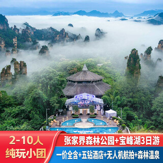 Zhangjiajie landform hetianju forest hotel + zhangjiajie + baofeng lake 3 days and 2 nights in-depth tour all-inclusive for one price pure small group tour includes scenic transportation + forest hot spring five diamond hotel weekday price adult