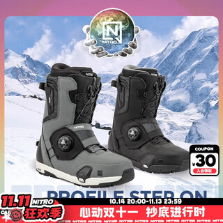 Nitro snow shoes profile step on quick wear snowboard shoes all-area sliding ski boots 2425 men's charcoal gray tls snow shoes 41 (inner length 260mm)