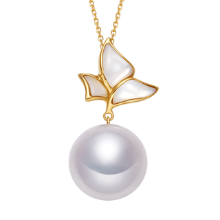 Ruan s's aura and grace 18k gold mother-of-pearl inlaid with nucleated freshwater pearl single pendant for women 18k gold-gold_white freshwater nucleated pearl 11-12mm