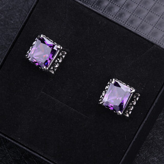 Lieshang diamond crystal cufflinks, high-quality finished products, hand-carved, french cufflinks, cufflinks, shirt cuff buttons, gift box, trendy violet