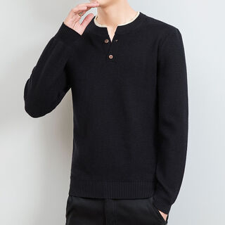 No. 23 block henry collar new high quality fake two-piece sweater men's youth casual trendy men's sweater black m recommended 90-105 jin jin equals 0.5 kg