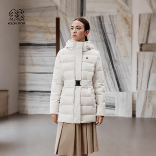 Kolon sport commuting down jacket windproof and water-repellent women's mid-weight hooded waist goose down jacket