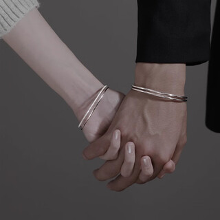 Zhouke s999 pure silver couple bracelet, female and male couple solid bracelet, chinese valentine's day gift for boyfriend, exquisite gift box, women's 999 pure silver bracelet