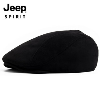 Jeep fashion suede beret men's autumn and winter retro peaked cap casual painter forward cap elastic head circumference black - suede peaked cap one size adjustable