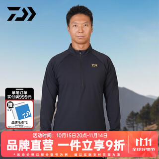 Dayiwa 25 autumn and winter de6225cs inner fleece long-sleeved shirt, stand-up collar pullover top, inner bottom fishing clothing, black 2xl