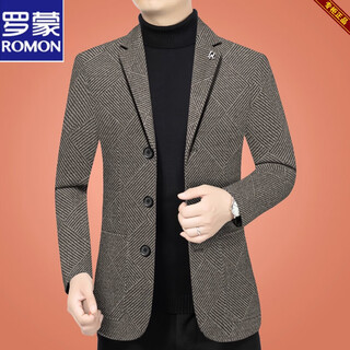Luo meng suit jacket men's 2025 autumn new middle-aged casual wool suit spring and autumn top dad's clothing brown 2579x three buttons fabric s 165 suitable for 95-100 jin jin equals 0.5 kg