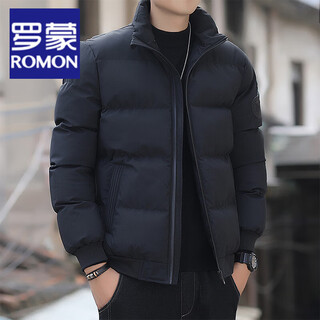 Romon down jacket men's winter thickened cotton coat new trendy jacket casual youth jacket trendy versatile cotton jacket top black xl