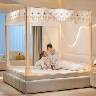 Jiyunmao's new home mosquito net bedroom to prevent falling out of bed mongolian yurt free installation of children's and infant anti-fall fence champagne jade dot anti-mosquito 1 point 2m120*190*170 bold bracket