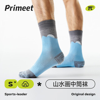 PRIMEET派米袜子男款春秋款中筒袜2025新款10a抗菌男士网眼透气运动长袜