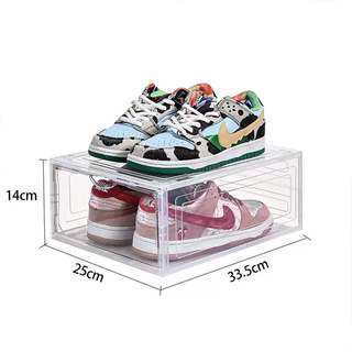 Yusenyi shoe box storage box transparent shoe display side-opening acrylic dust-proof hard plastic magnetic space-saving shoes a style white front opening 10 pcs suitable for low tops within size 46