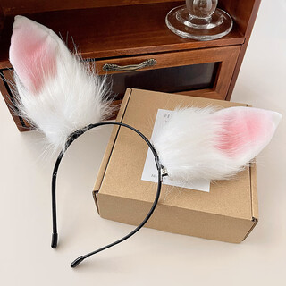 Mengdong rabbit ears hairpin hanfu headwear ancient style hair accessories girls cute plush hair hoop hair accessories children adult accessories one size rabbit ears headband*1 ear adjustable position