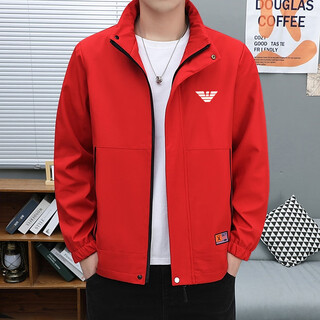 Falai armani men's jacket autumn and winter velvet casual high-end men's red tops spring red spring and autumn m