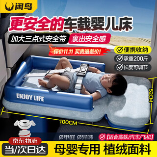 Xianniao car baby sleeping bed high speed rail baby sleeping magic device children's car back seat portable air mattress for long distances automatically inflating luxury model wireless pump + adjustable length and height + heightened guardrail aircraft train second class seat traveling with baby folding rest bed sleeping mat