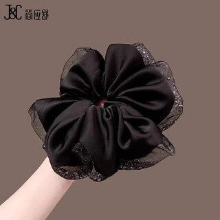 Jian yingshu rhinestone retro satin hair tie, high-end large intestine hair rope tied with ball head and high ponytail headband